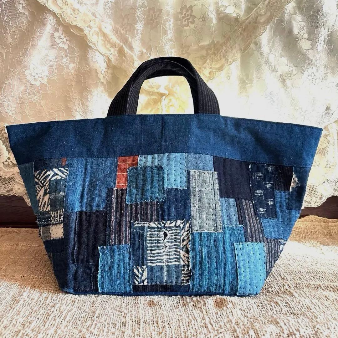 ⭕️vintage染め❗️ コットンリネンの大きなcollageトート
