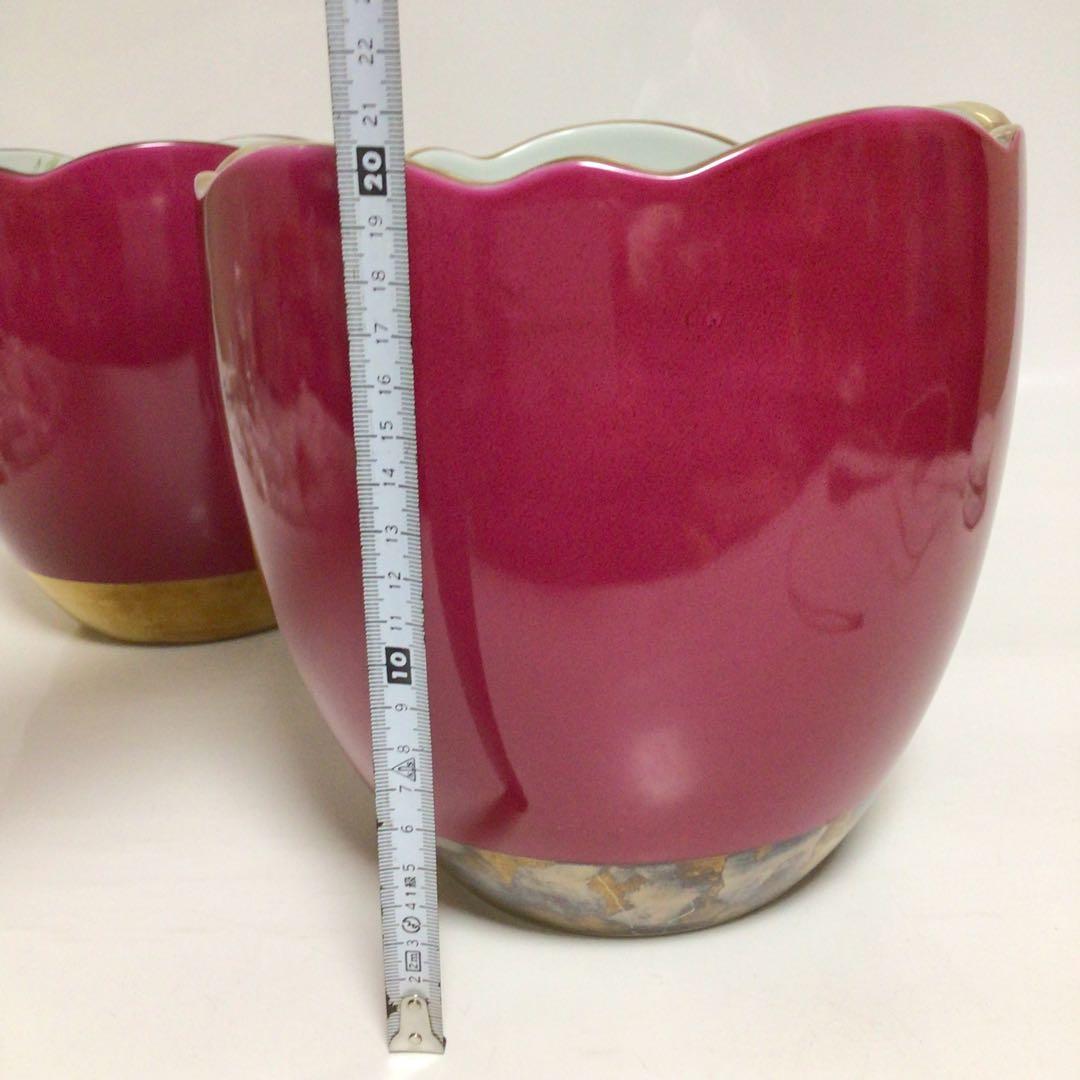 君島一郎×深川製磁 希少コレクション 赤い花瓶2個セット KIMIJIMA