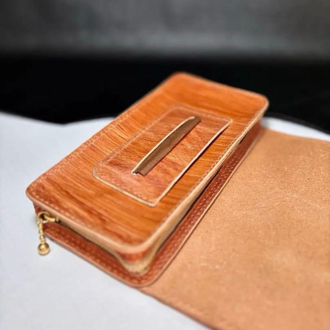 割引 ◎木目の美しい柿渋染め.三つ折りシャグポーチ◎