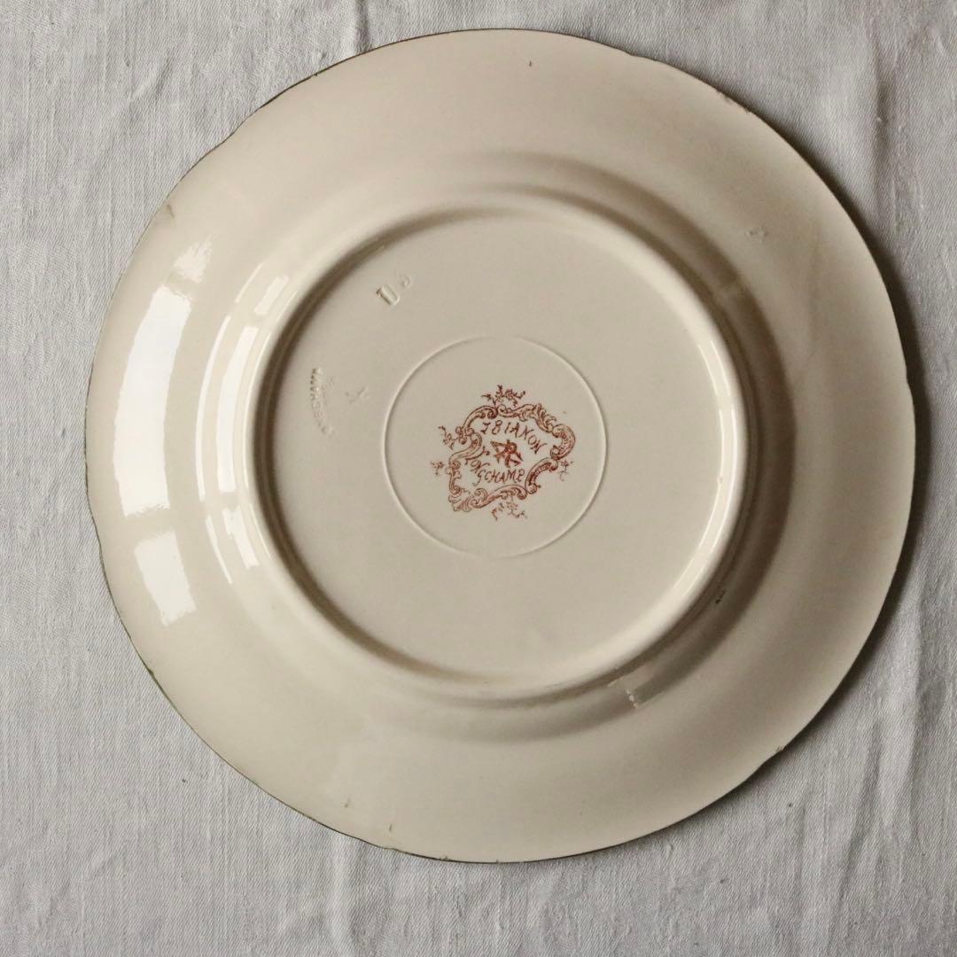 Longchamps 多彩刷り b 薔薇リボン プレート フランス アンティーク