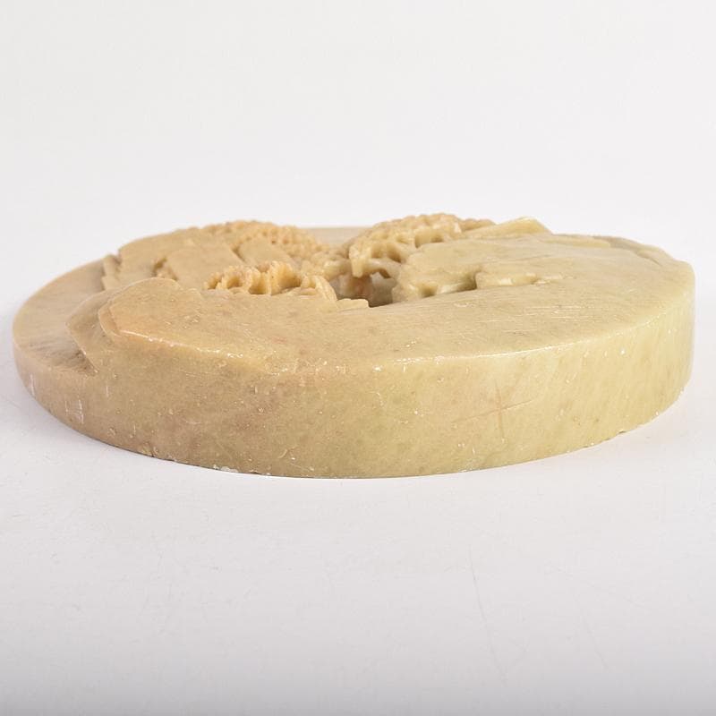 中国 玉石蝋石青田石彫刻 楼閣山水雕 硯屏 置物 V R8517 - メルカリ