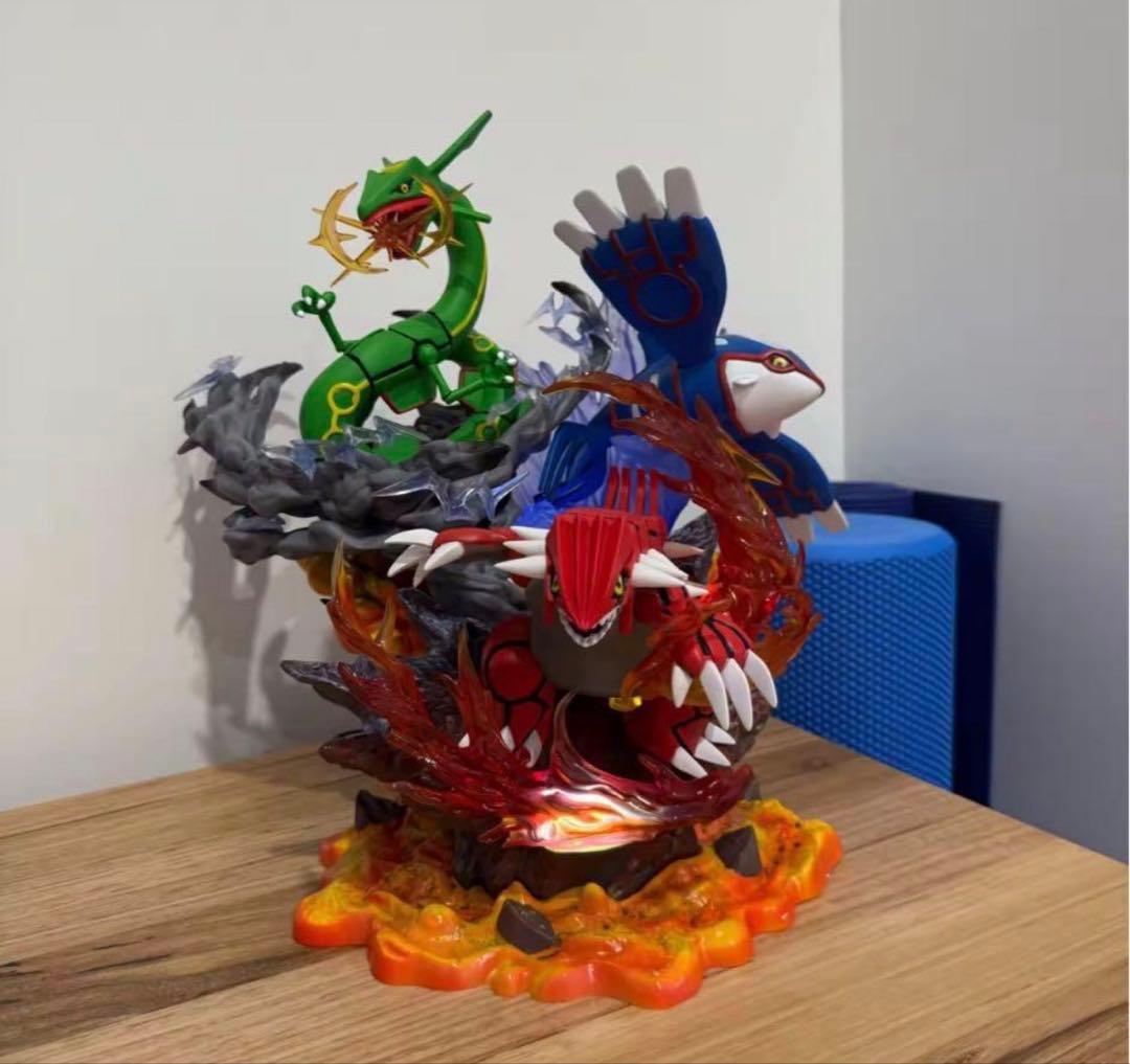 ポケモン フィギュア グラードン カイオーガ レックウザ LED付き