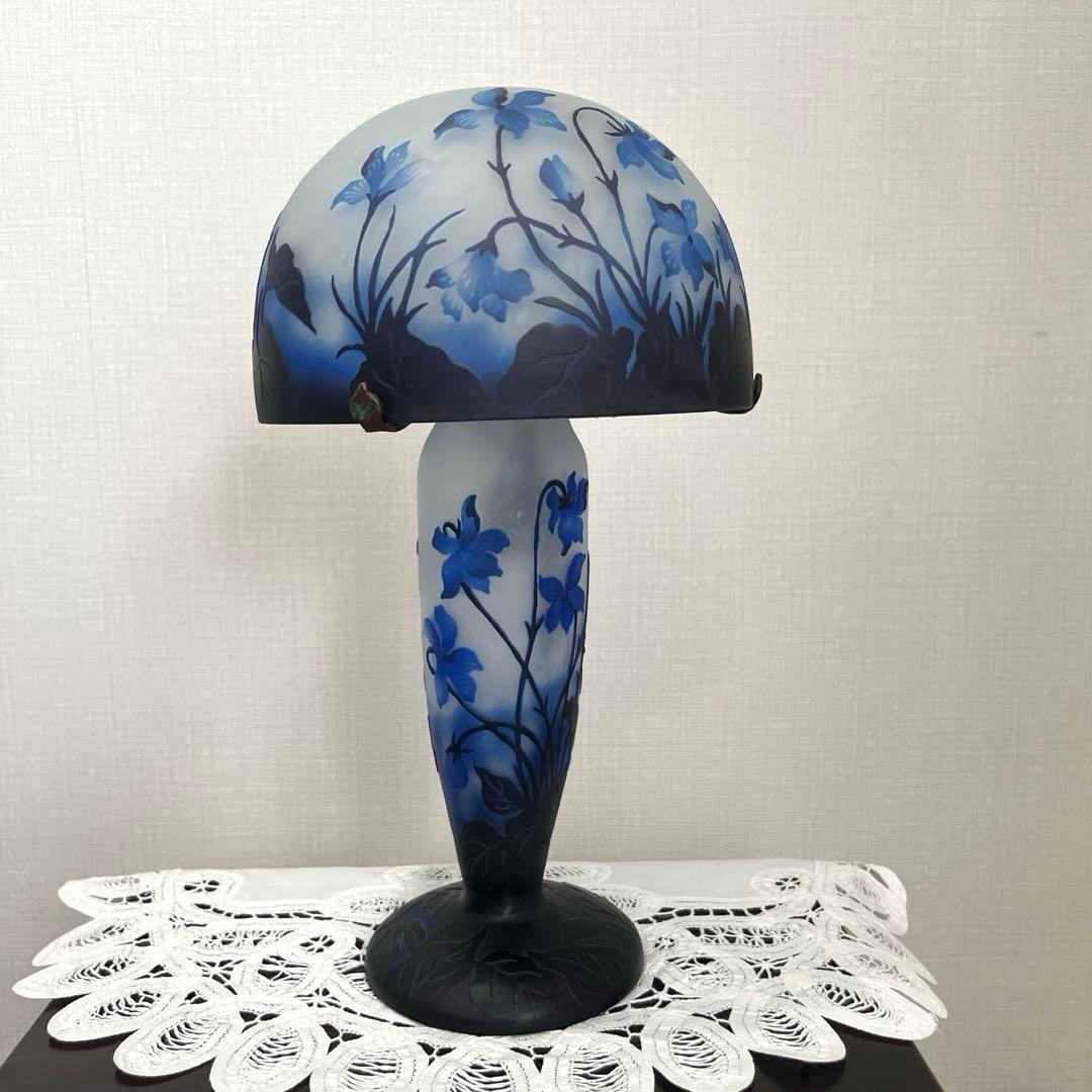 アールヌーボー ガラス2灯ランプ エミール・ガレ風 スミレの花 - メルカリ