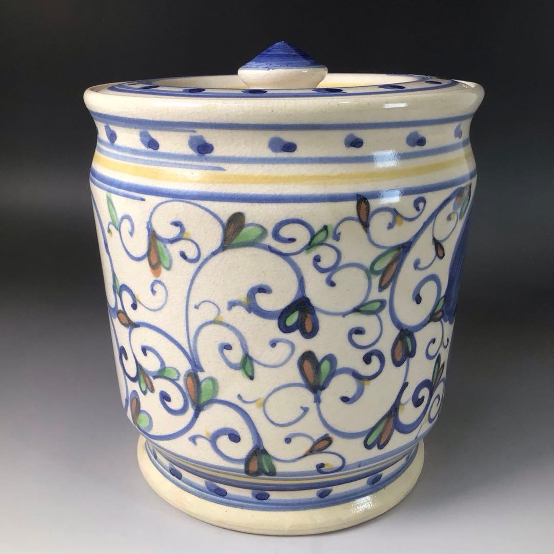 R830 水指 『高台寺窯 森里陶楽造』『紅毛写』『一重口水指』 共箱