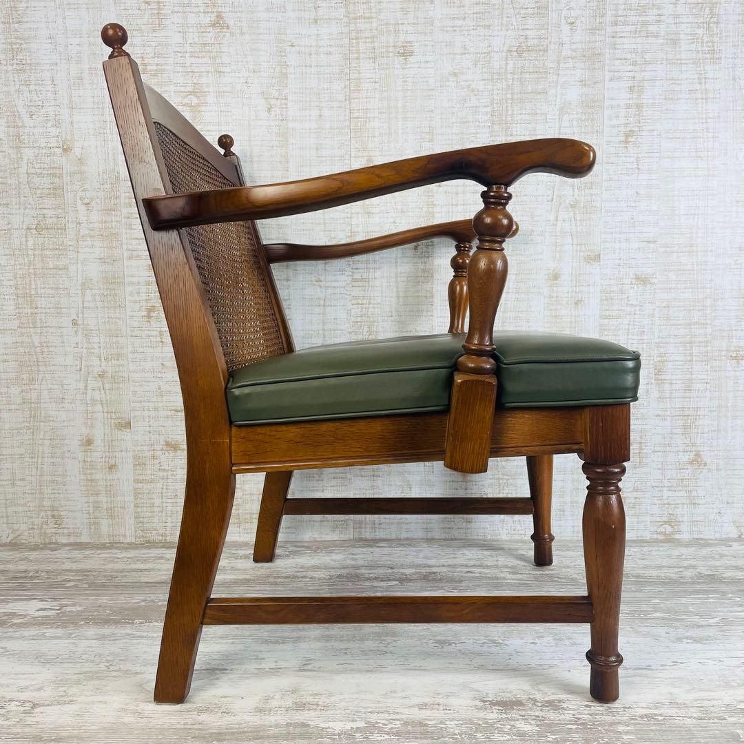 飛騨産業 キツツキ アームチェア ビンテージ 穂高ラタン背 オールド調