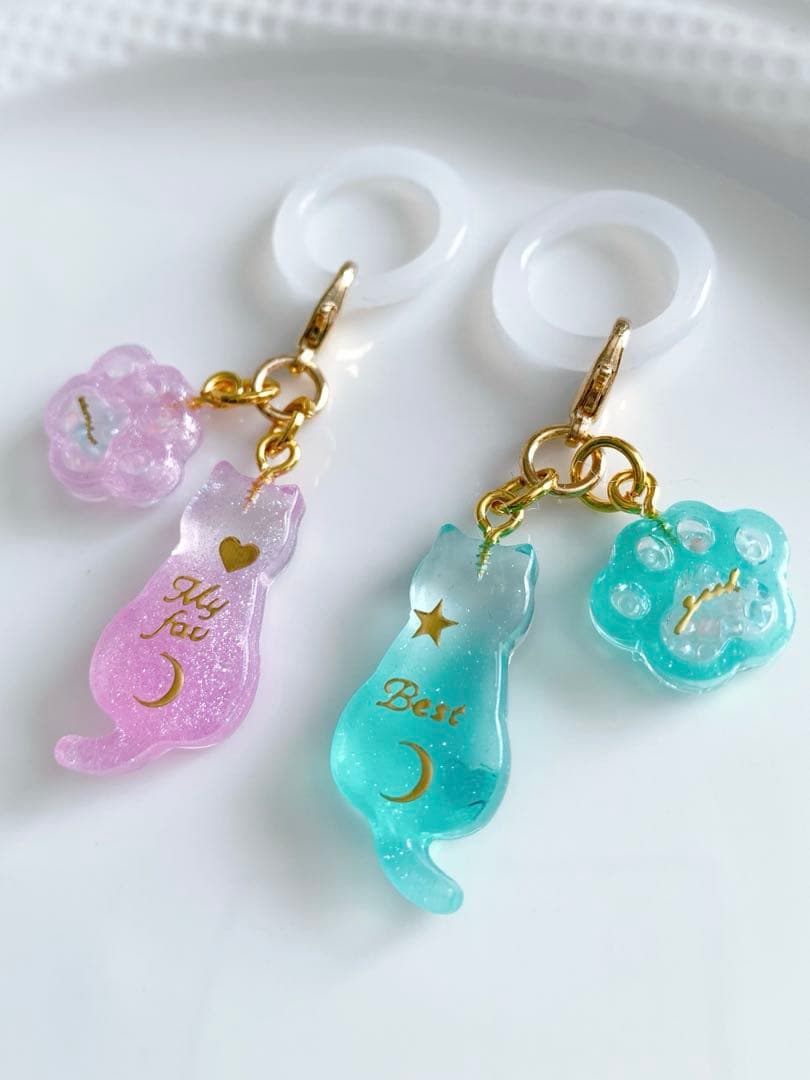 猫♡アンブレラマーカー♡レジンキーホルダー・レジンチャーム♡ペア