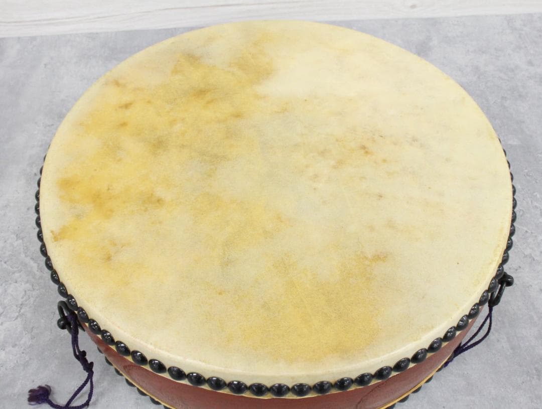 △岡田屋太鼓店 平太鼓 固定台・バチ付き 直径約39㎝ 和