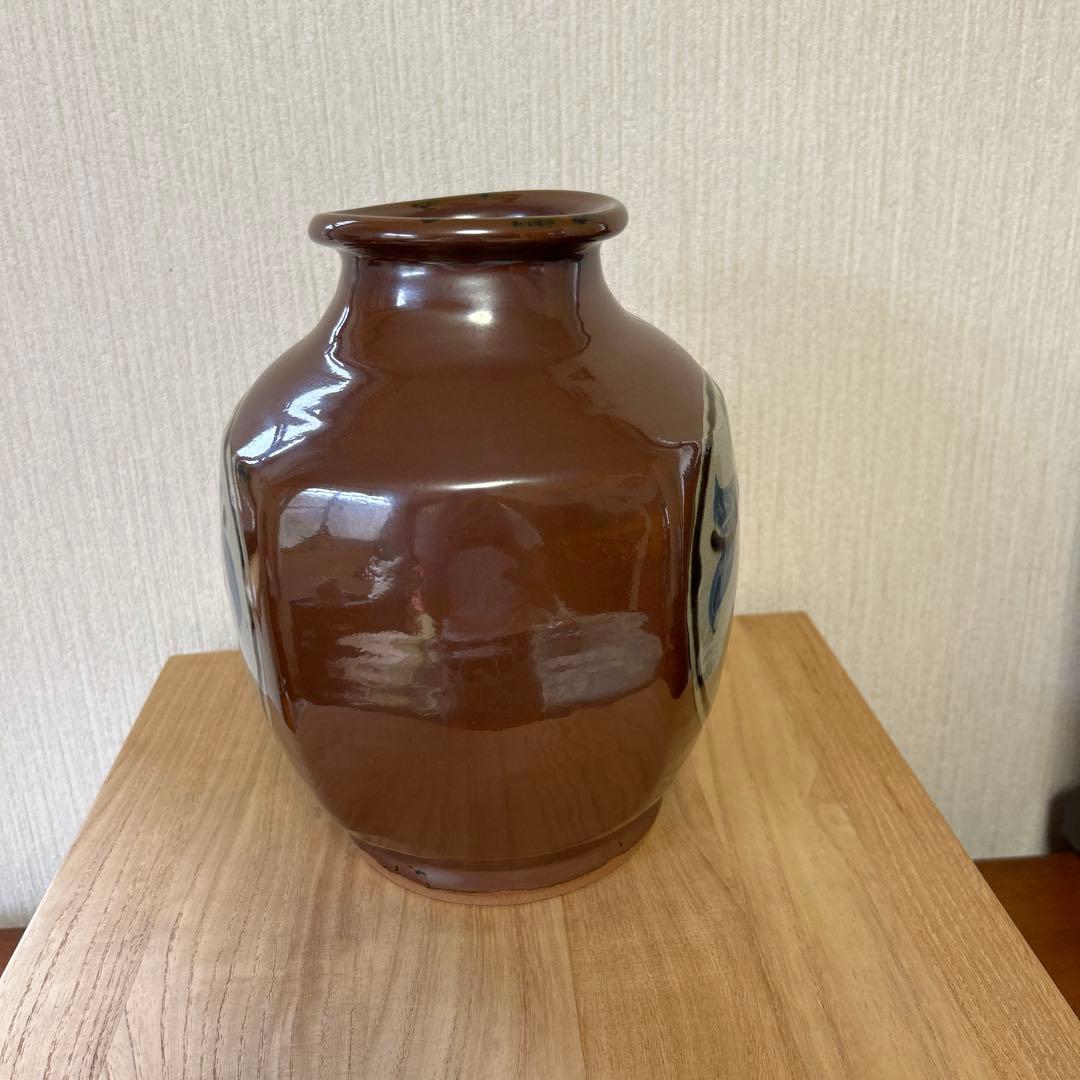 民芸伝統工芸士 大塚健一【 柿釉花瓶】保管用桐箱