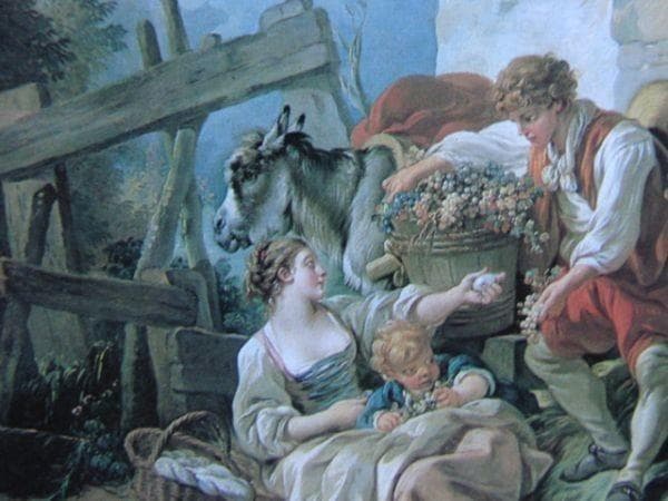 フランソワ ブーシェ、【少女にブドウを差し出す若者】、希少画集画