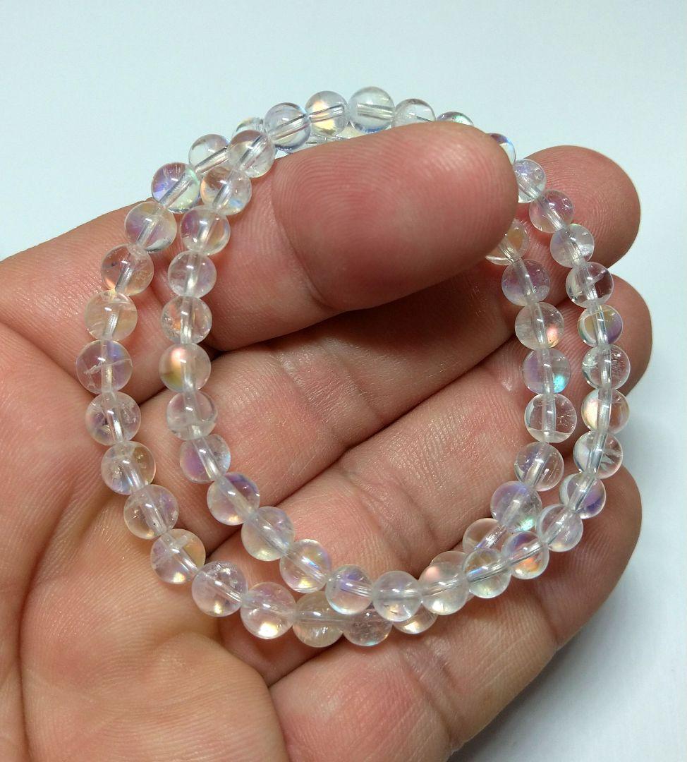 【高品質】レインボームーンストーン　５㎜＆６㎜《マダガスカル産》良質　天然　虹