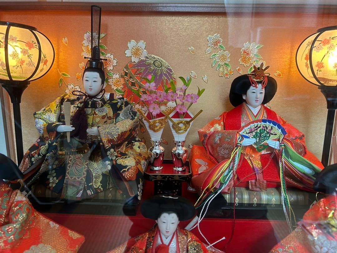 《美品》久月　雛人形　親王官女飾　ガラスケース　オルゴール付き♫