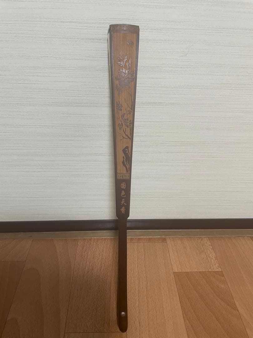 稀少名家盛丙云大师刻 牡丹诗文扇骨美術品 古董品收藏品 - メルカリ