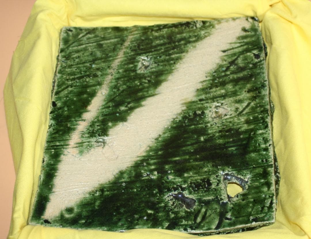 山口真人』 織部四方皿 共箱 共布