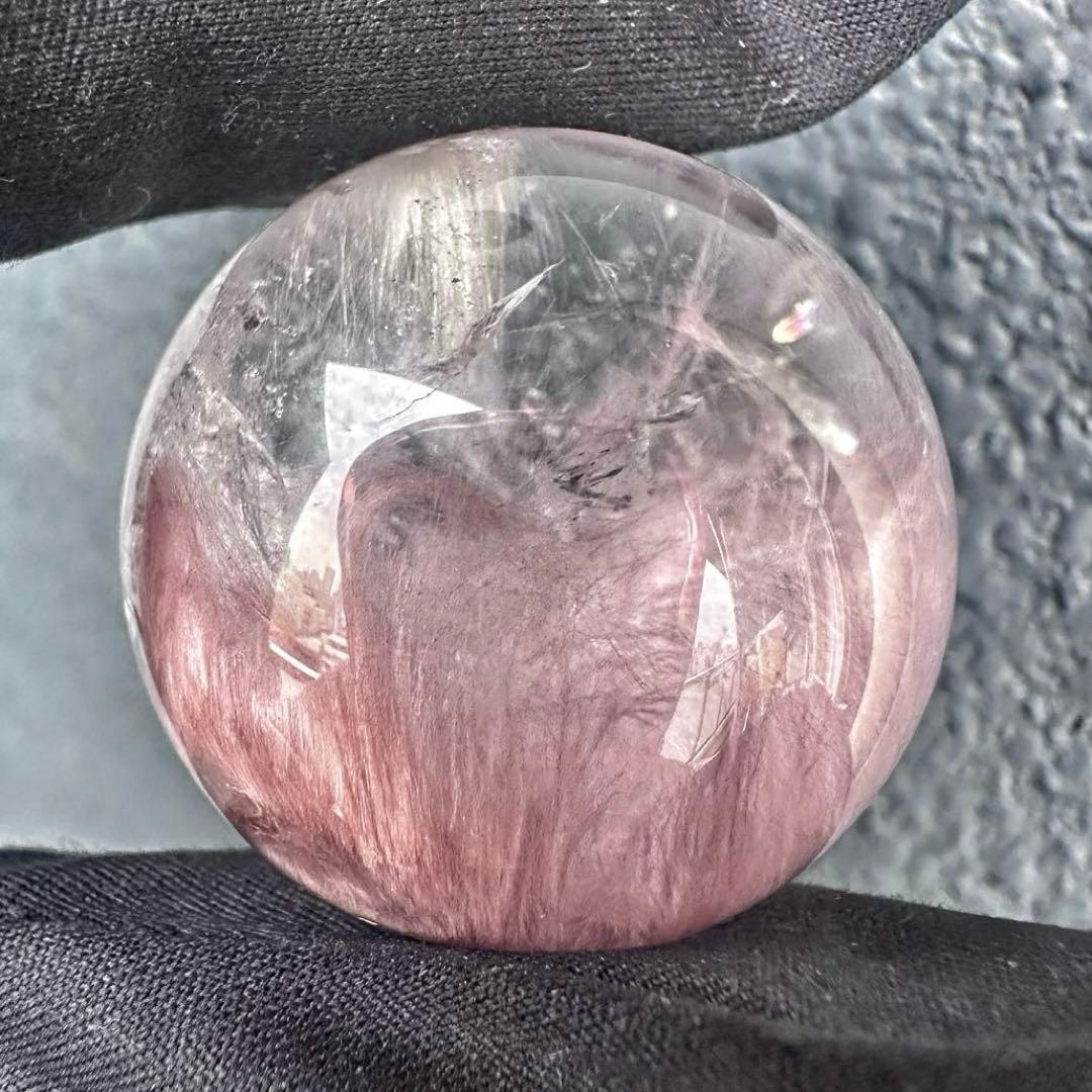 極上別格品❗️超美品♡レインボー☆ピンクサゲニティックインクォーツ丸玉A1295