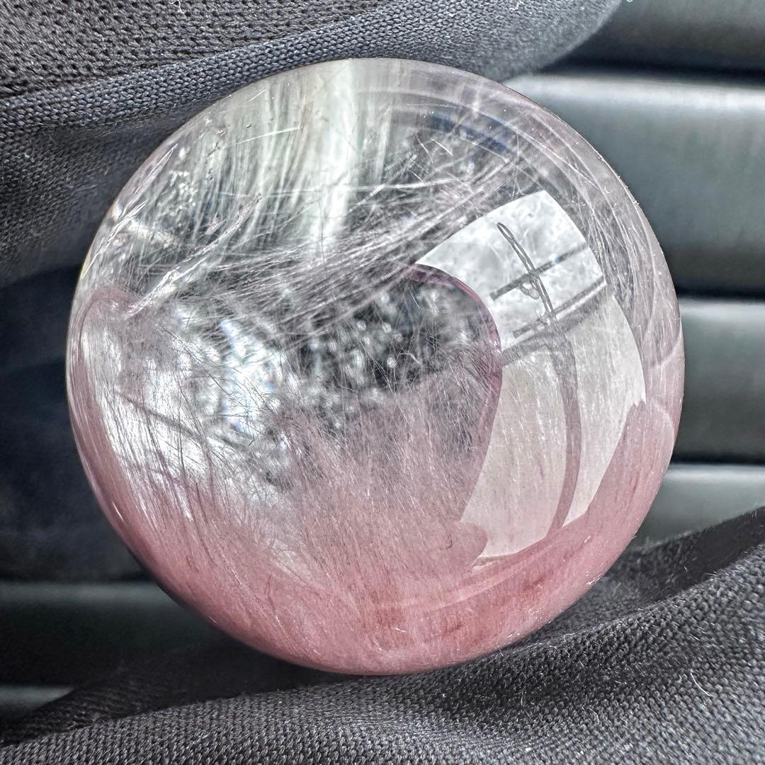 極上別格品❗️超美品♡レインボー☆ピンクサゲニティックインクォーツ丸玉A1295