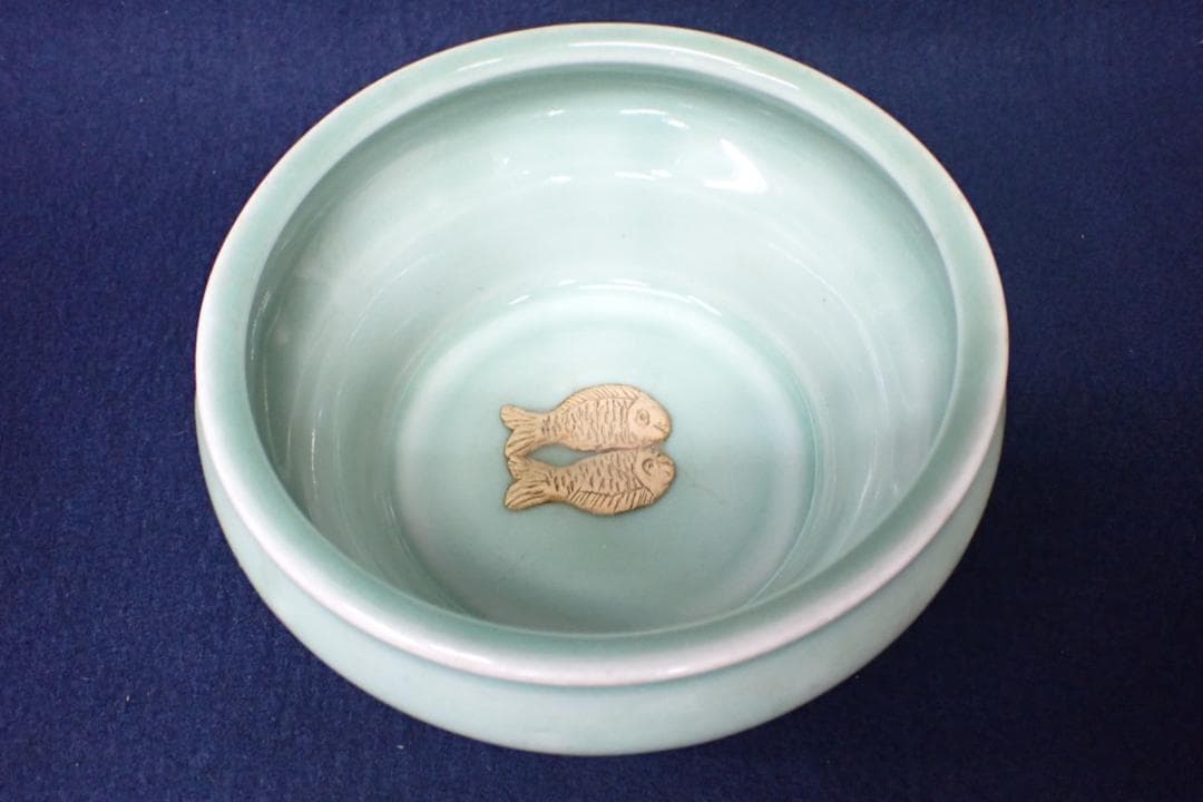 青磁　雙魚 たち吉 橘吉 青磁双魚 湯呑 5客セット 陶器製 茶器 湯飲み 茶わん