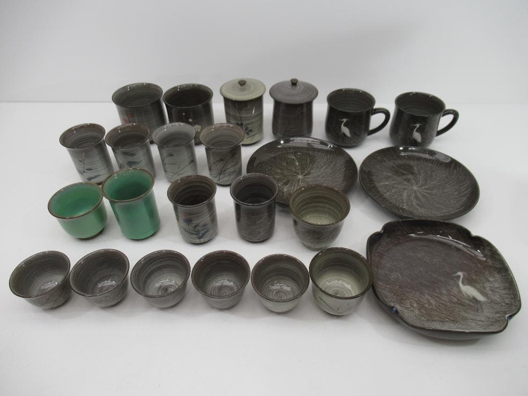 現川焼/臥牛窯 食器まとめ/珈琲碗皿/湯呑/小皿 他 N17 現川焼 武蔵野碗皿 臥牛窯