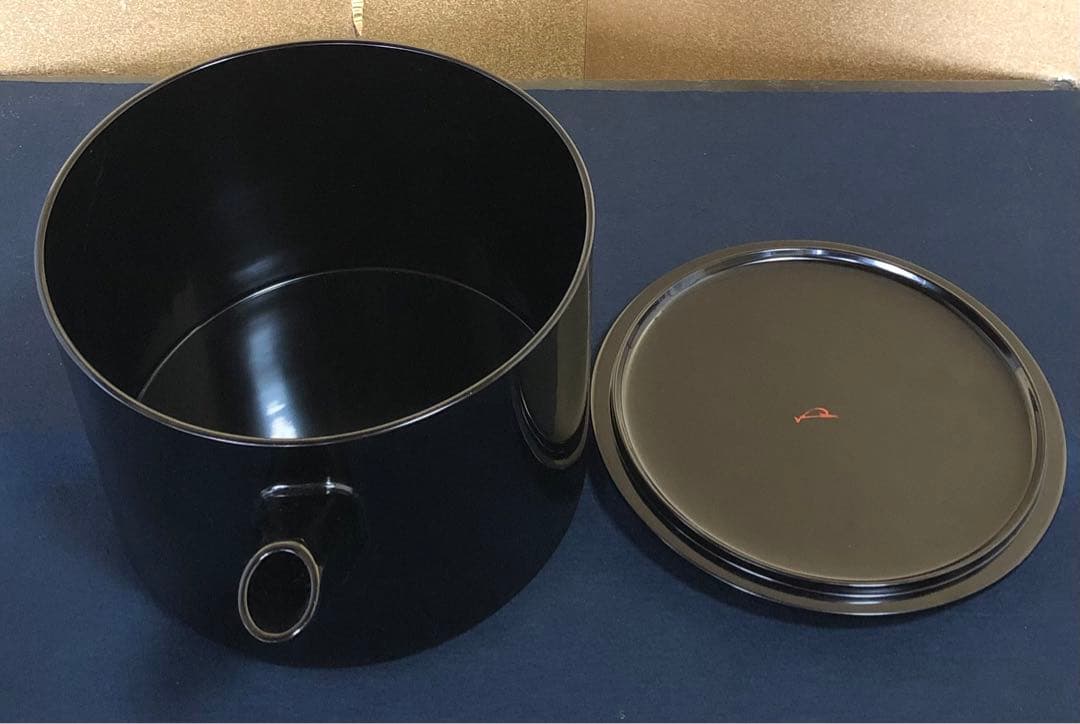 《レ》輪島塗 大口水指 塗師 茶平一斎 表千家永田宗伴 花押 260128く2