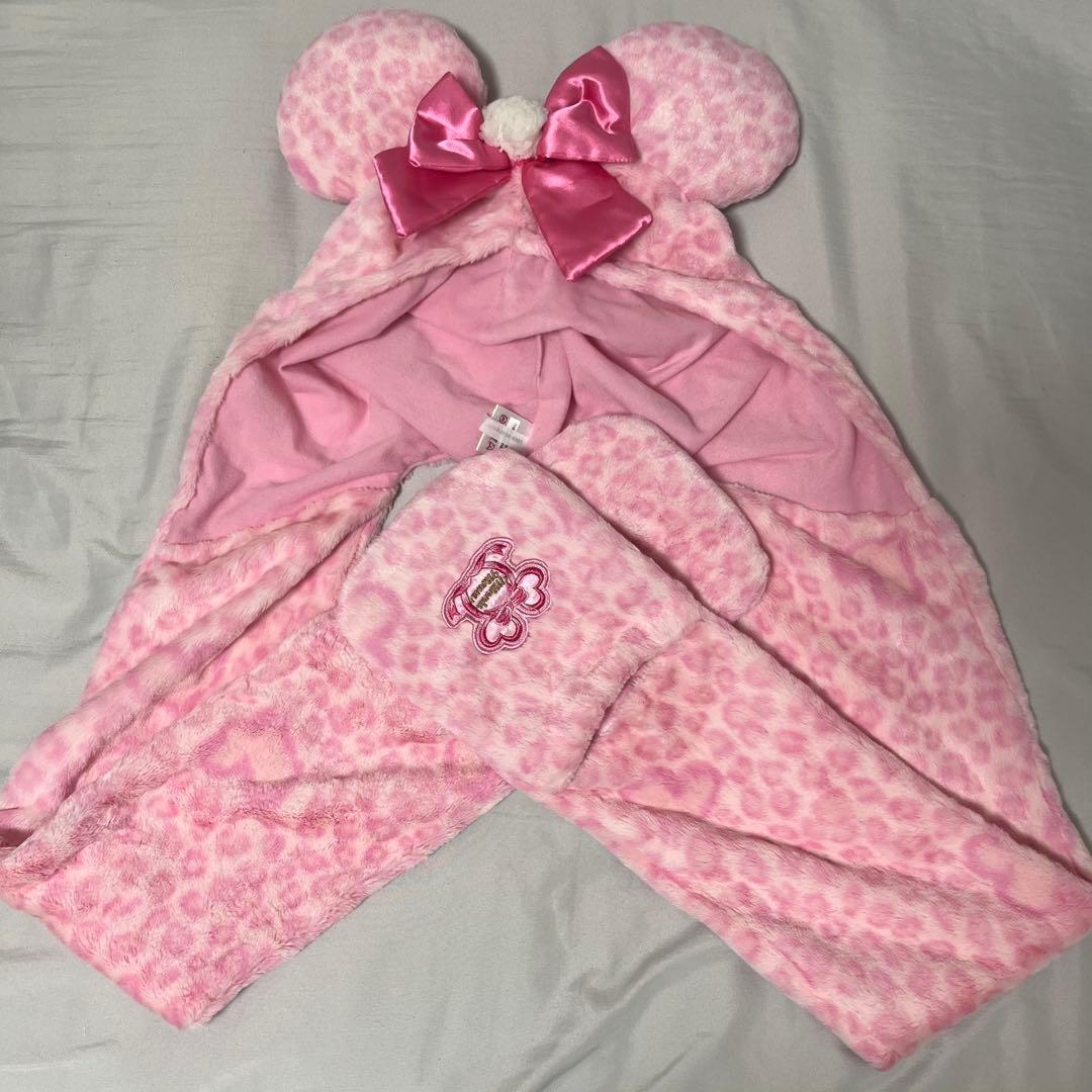 ディズニー ミニー マフラーキャップ ヒョウ柄 ピンク - メルカリ