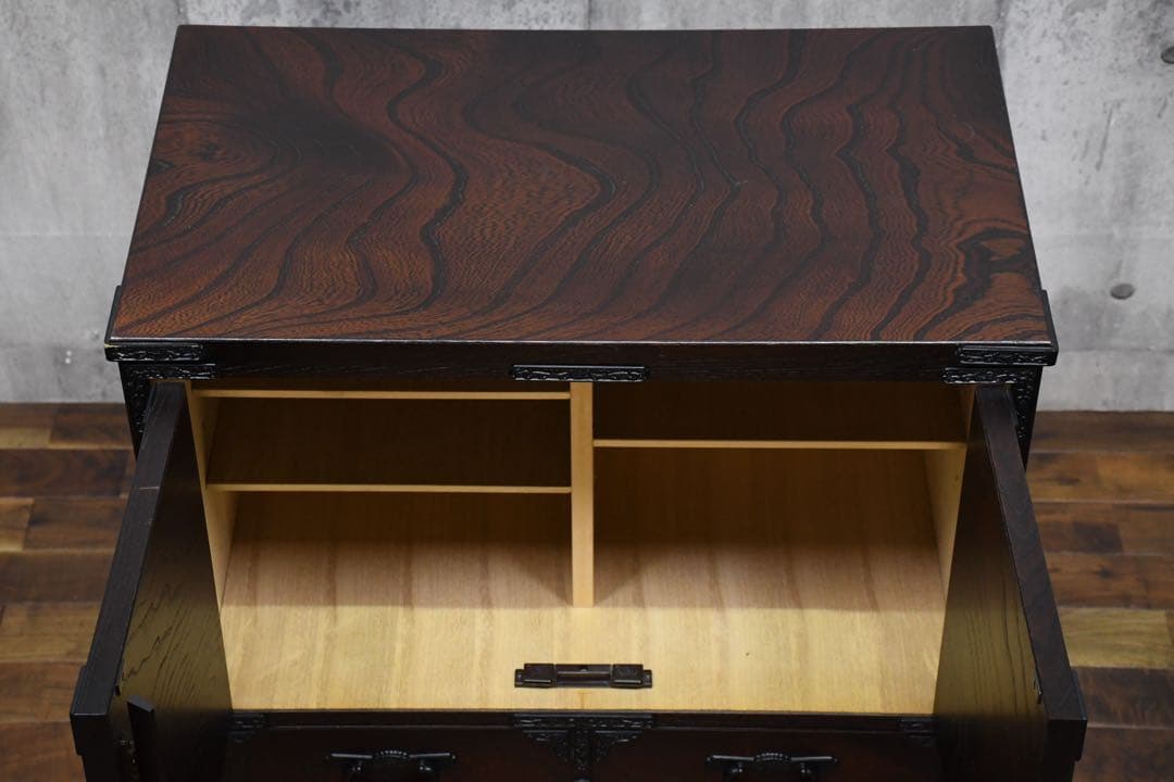 FAC61 青木産業 室町シリーズ 古代 75扉付 キャビネット ケヤキ/欅