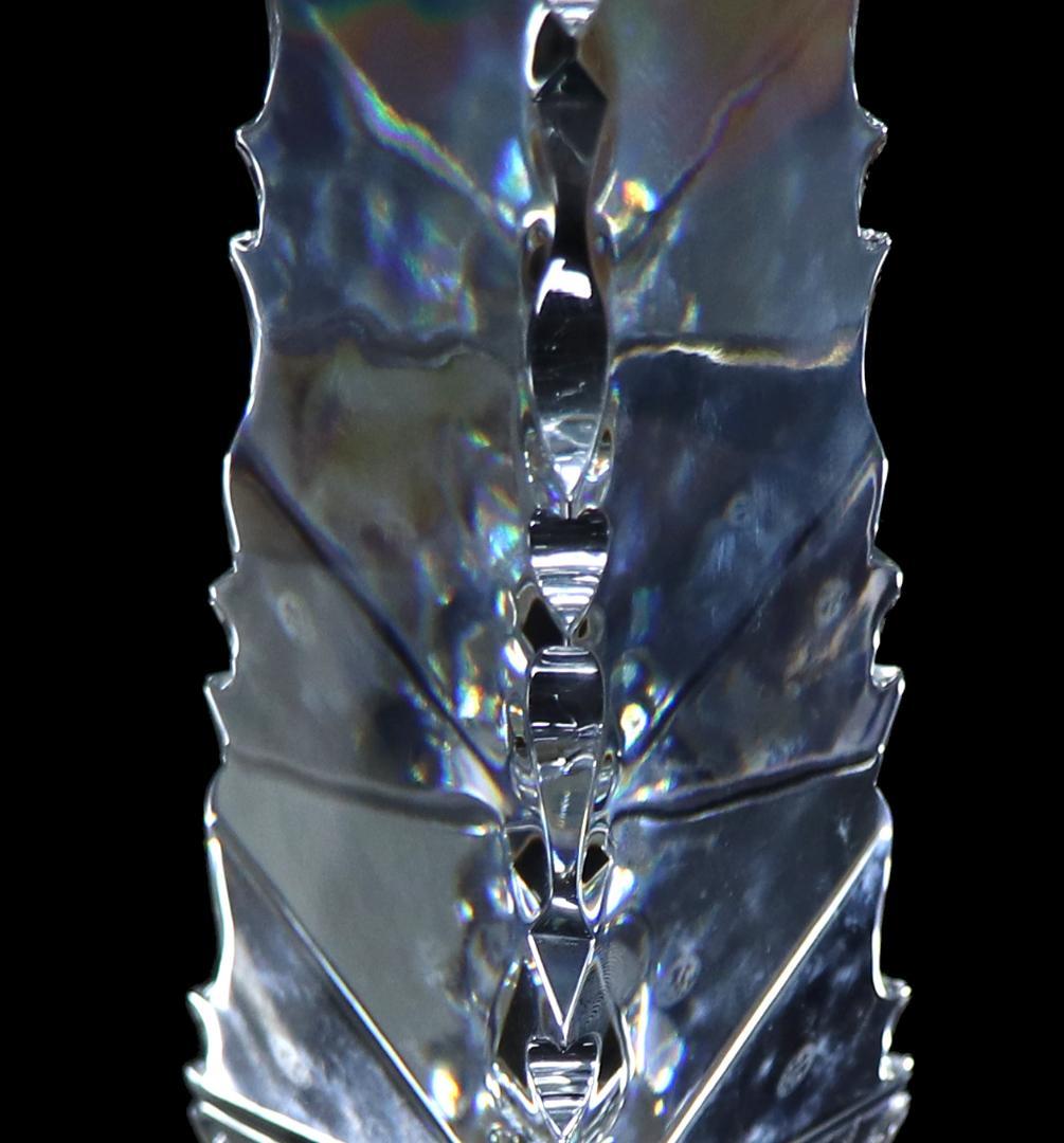 オールド・バカラ 特大作品 稀少 波状カット 三角台座 45.5cm 2.4kg