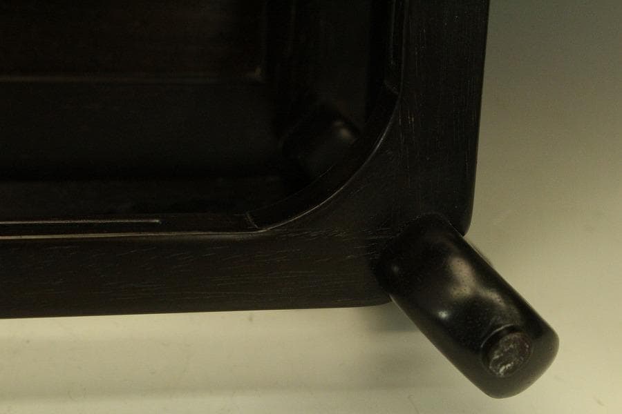 唐木 紫檀 刻装飾 四方 香炉台 重厚 64.5cm×42.5cm(LC394)