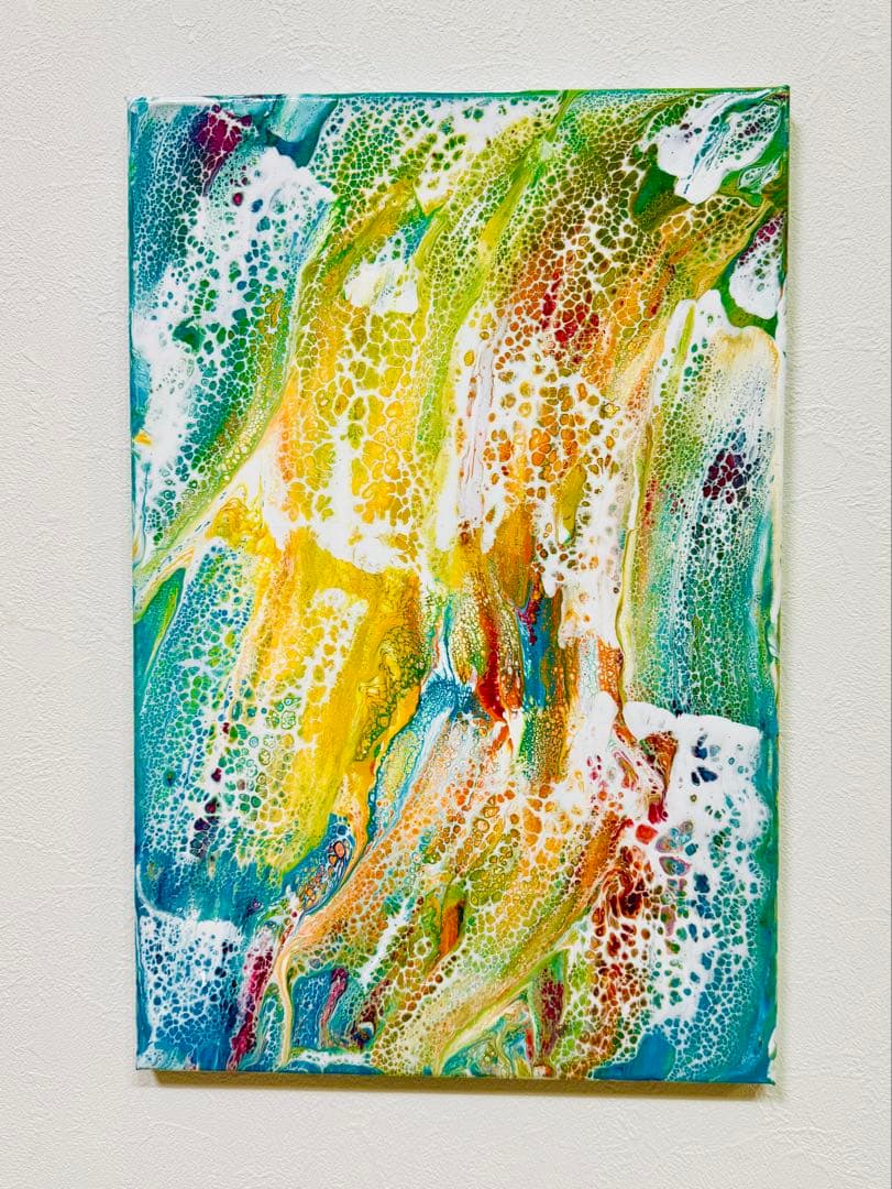 原画　アクリル画　波　光アート 作品名 【 瑞波 -Zuiha- 】