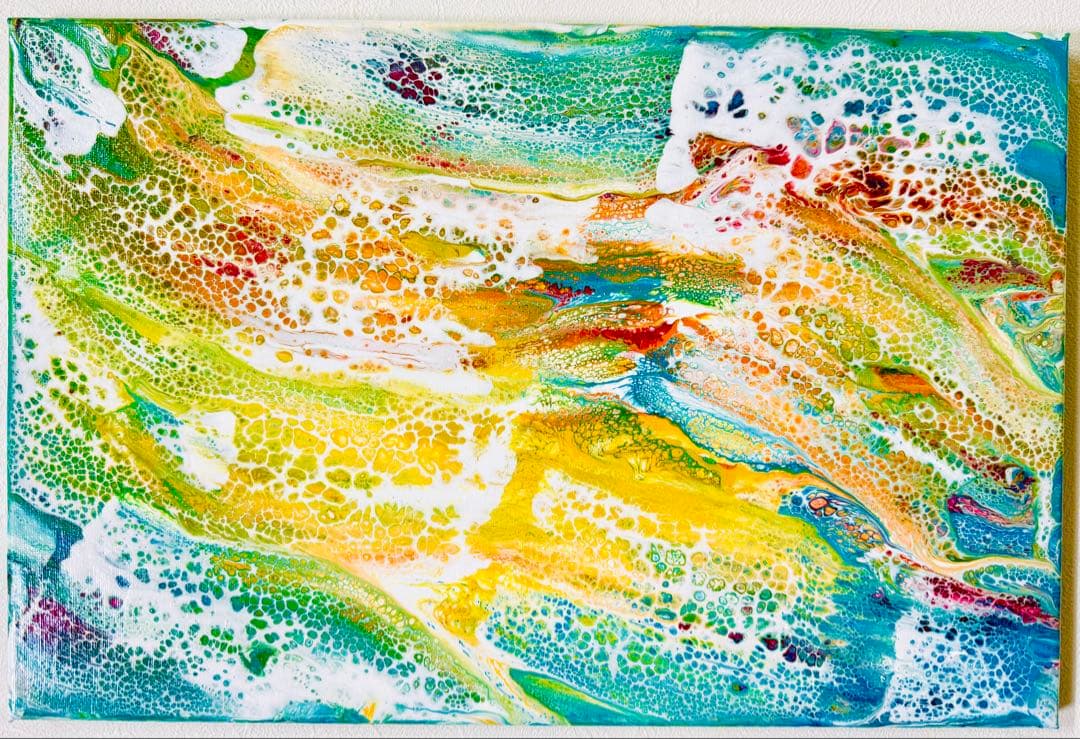 原画　アクリル画　波　光アート 作品名 【 瑞波 -Zuiha- 】