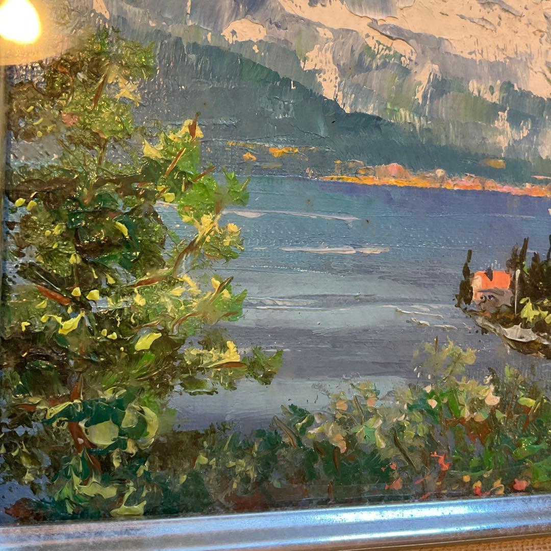 絵画 古川 明雄「スイス ブリエンツ湖」 風景画 SM 額装 油彩画 肉筆