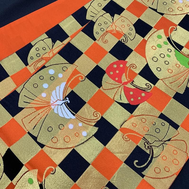 505ag18□七五三 七歳 女児 着物&袋帯&長襦袢 鹿の子 牡丹□状態良好