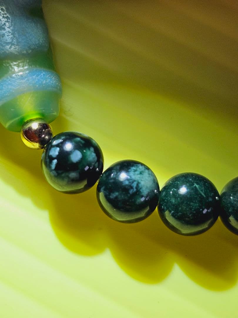 超レア★黒朱砂★緑双観音天珠のブレス