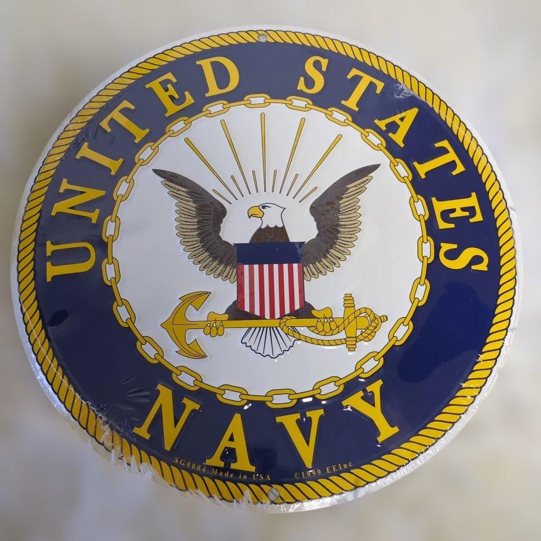 新品　U.S.NAVY　USA製　アルミ　看板　エンブレム　デットストック