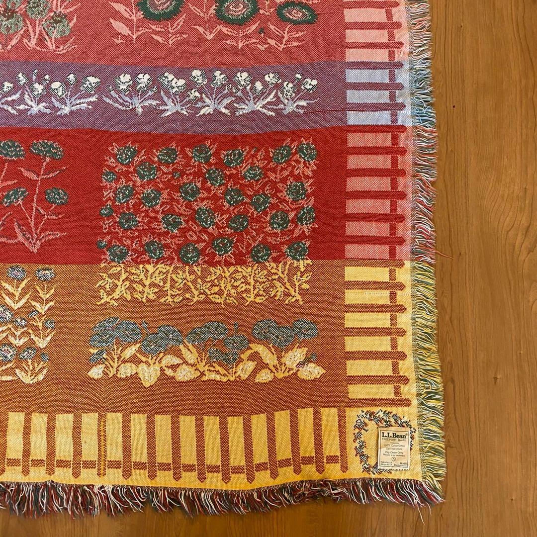L.L.Bean USA製 ゴブラン織調　ヴィンテージラグ 花柄 コットン