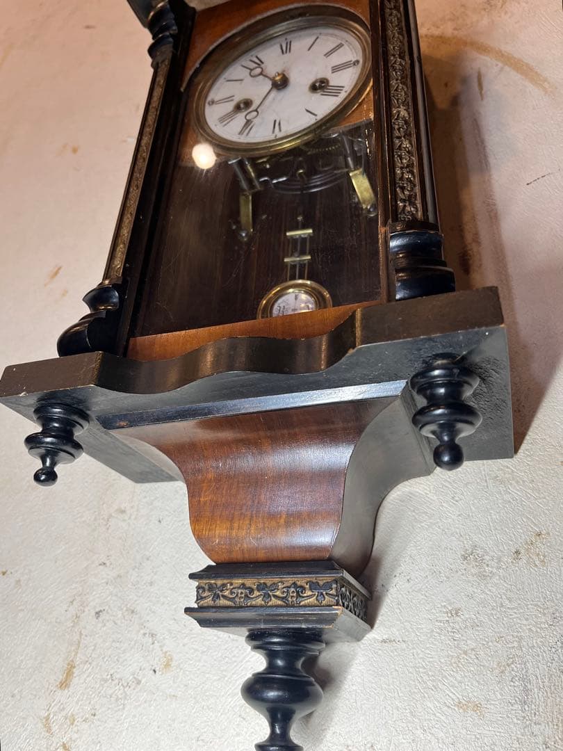 ユンハンス 五つ星ロゴ 柱時計 古時計 振り子 アンティーク ゼンマイ