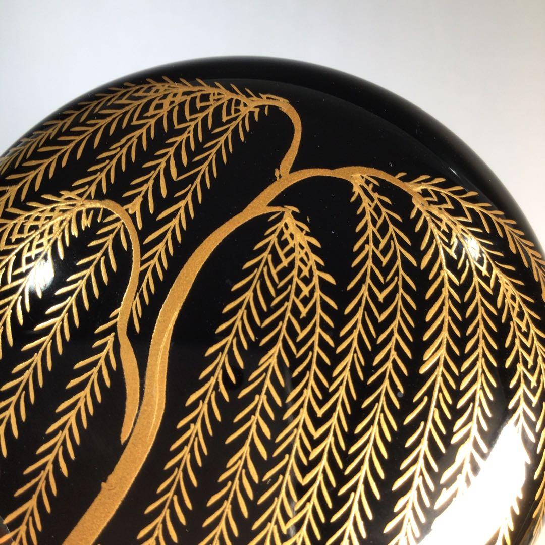 M215 棗 『塗師 多田桂寛作』『黒漆塗』『金柳橋蒔絵』『中棗』 共