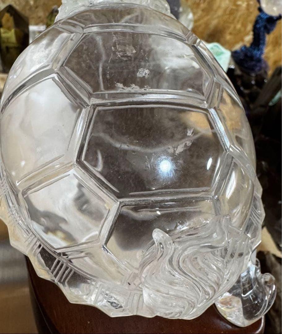 天然水晶 龍亀 ロングイ 1.5kg 証明書付 高級 彫刻 置物