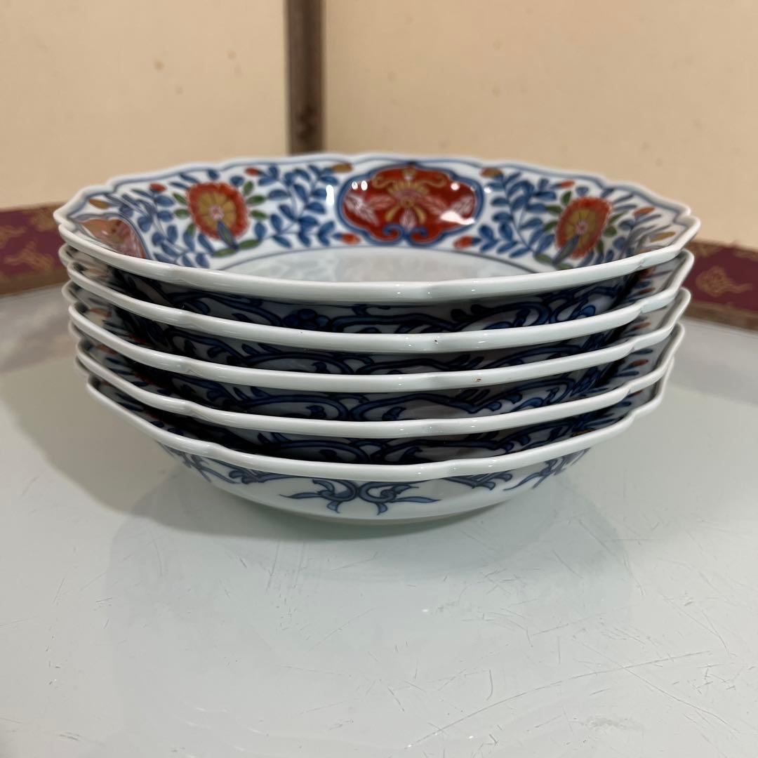 源右衛門 古伊万里風錦唐花紋 深皿5枚 19センチ