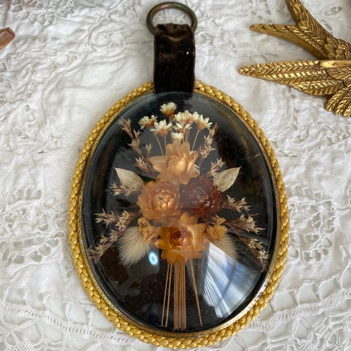 【貴重】フランスアンティーク ガラスドーム型ドライフラワー ブロカント 蚤の市 52a2aafff797ac08123a3f7c901f88