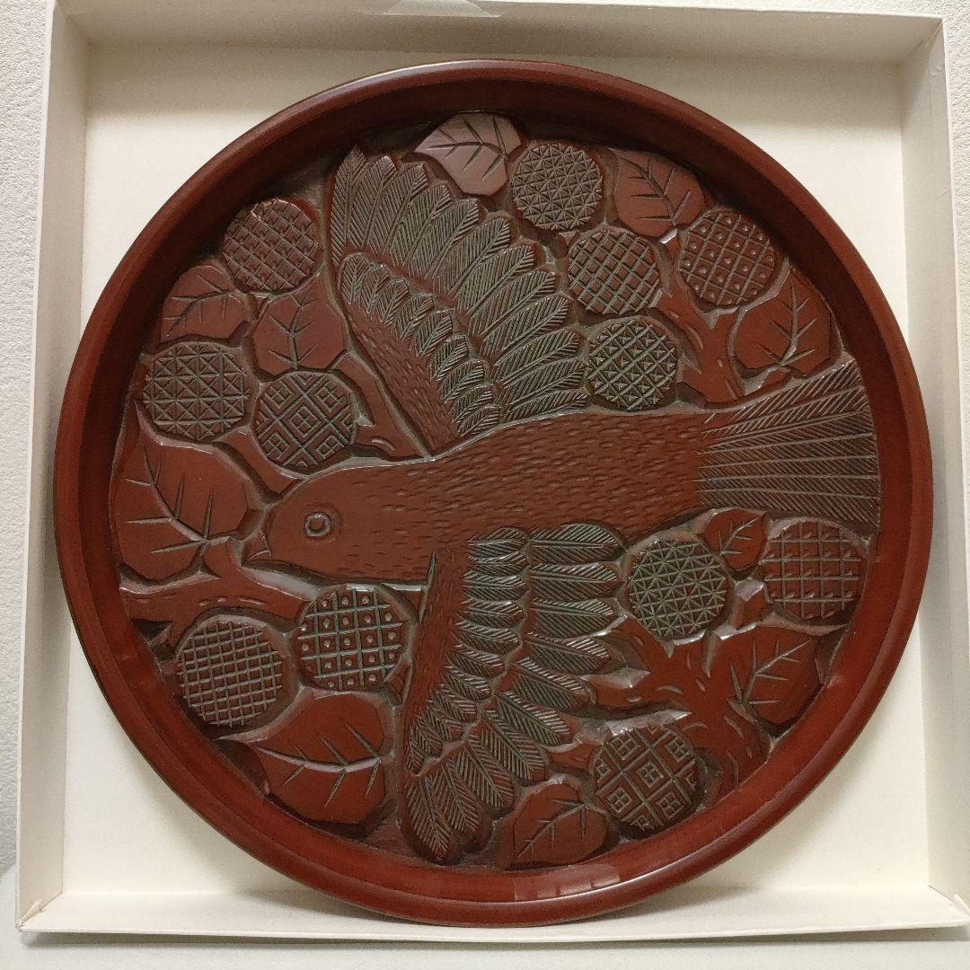 鎌倉彫 お盆 鳥 レトロ アンティーク コレクション インテリア 工芸品