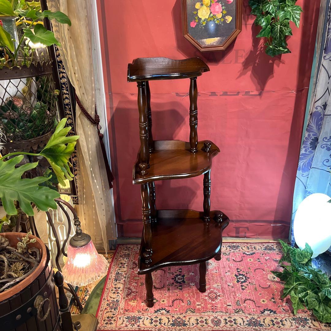 Sale スピンドルポスト アンティーク調 飾り棚 ラック 木製 昭和レトロ