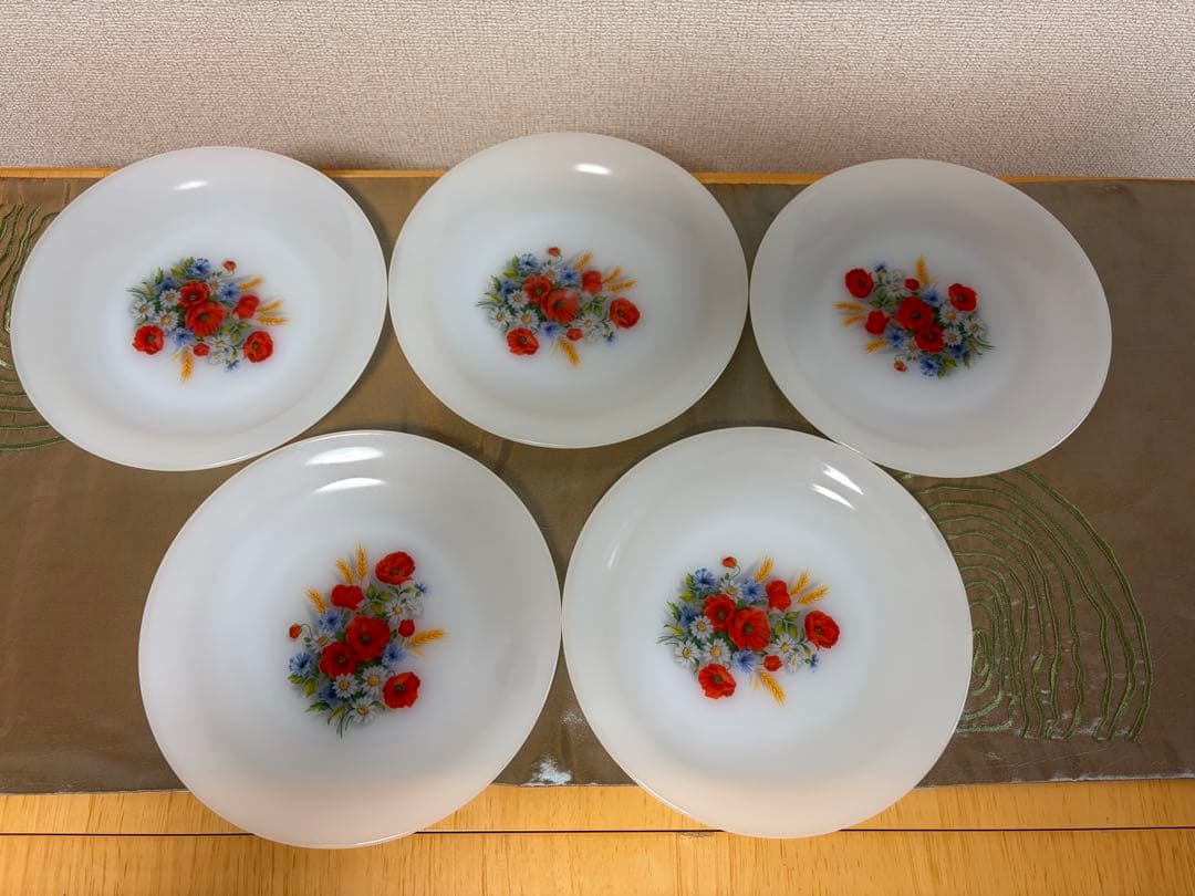 アルコパル フランス製 ARCOPAL 花柄ガラス皿5枚セット - メルカリ