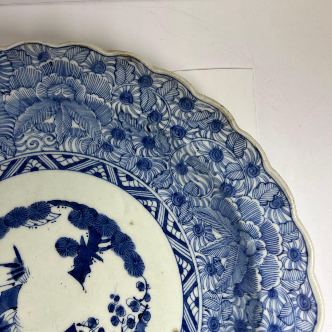 古伊万里 染付輪花大皿 幅約41㎝ 東Y8-0224② - メルカリ
