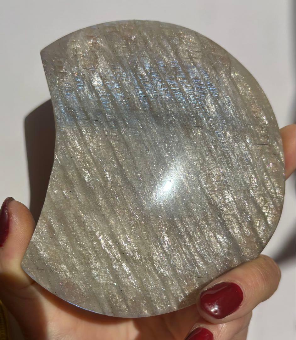 《強ブルーシラー✰》グレームーンストーン　月　カービング　BIG size