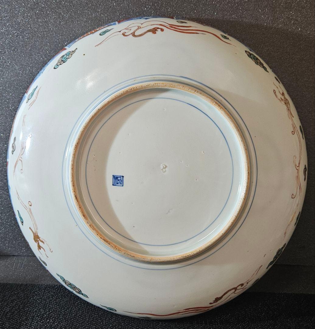 大名品❗】江戸時代 古伊万里 染錦 唐草文に金彩色絵唐子図 31.2cm大鉢