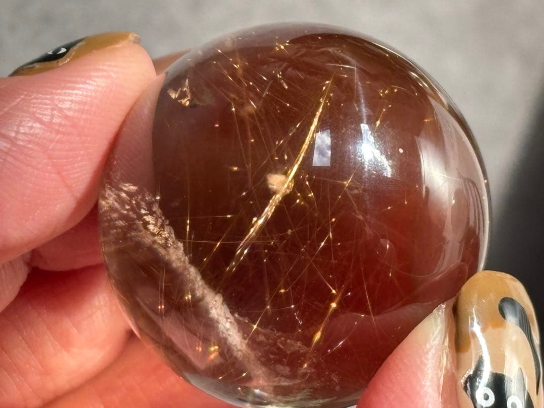 《水跡空洞×白い内包物入り＊ゴールドルチル＆スモーキースフィア》