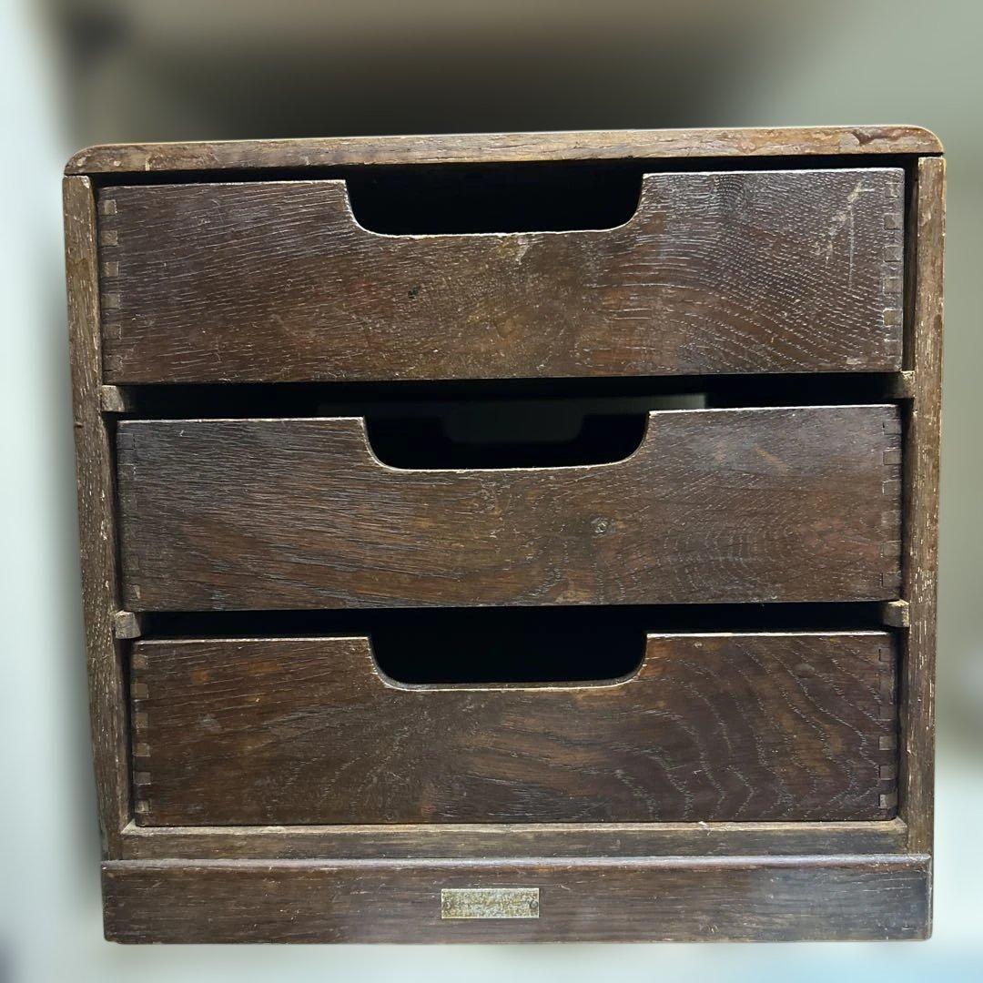 アンティーク　昭和レトロ　大正ロマン　小引き出し　実物3枚目のお写真に近いお色 HAGiHARA（萩原） チェスト 木製 おしゃれ レトロ 完成品 3段 42