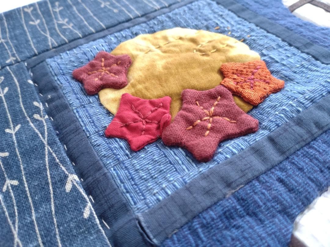 レア】花もめん お月見 パッチワーク タペストリー（大） ハンドメイド