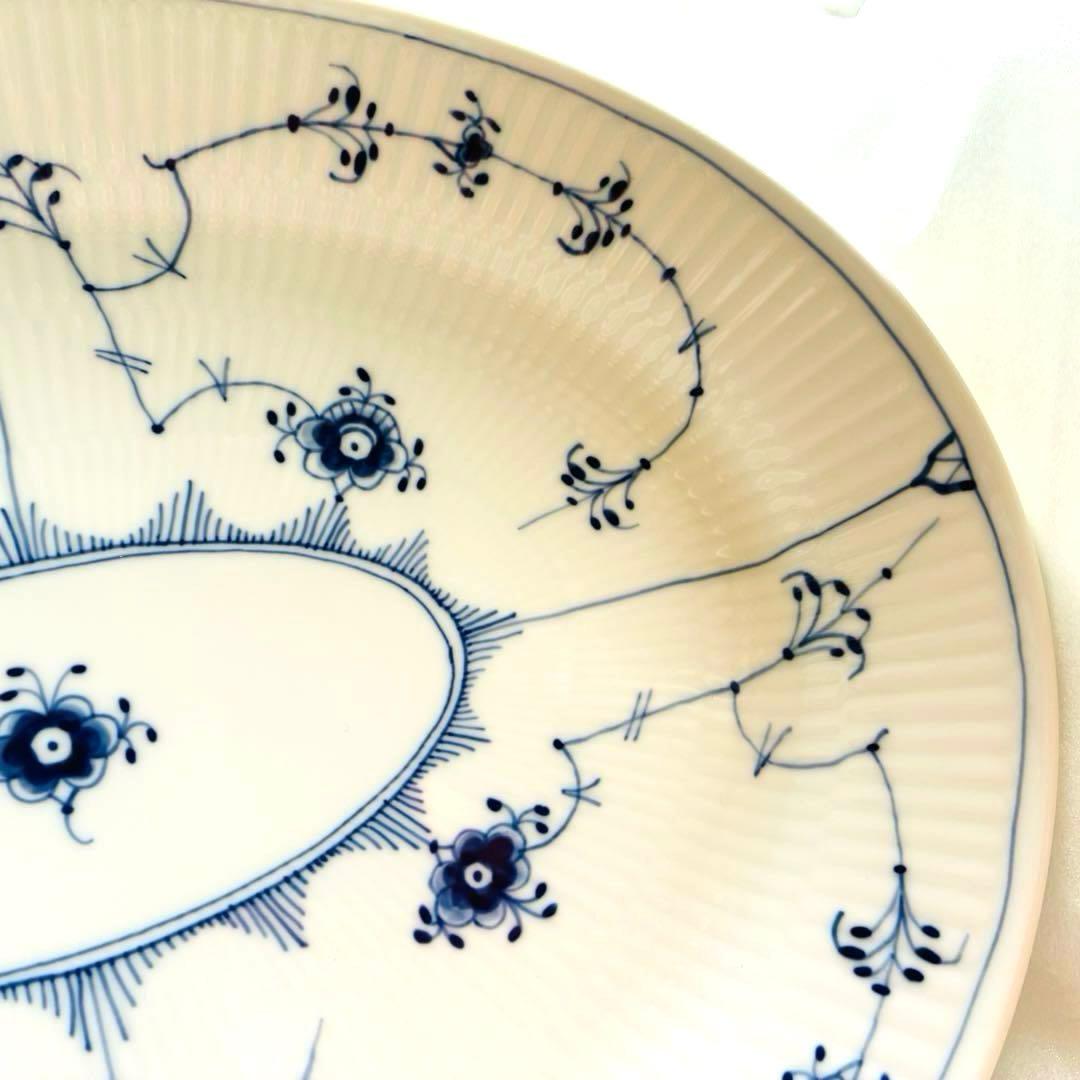 【新品】ブルーフルーテッド プレイン オーバルディッシュ 30.5cm