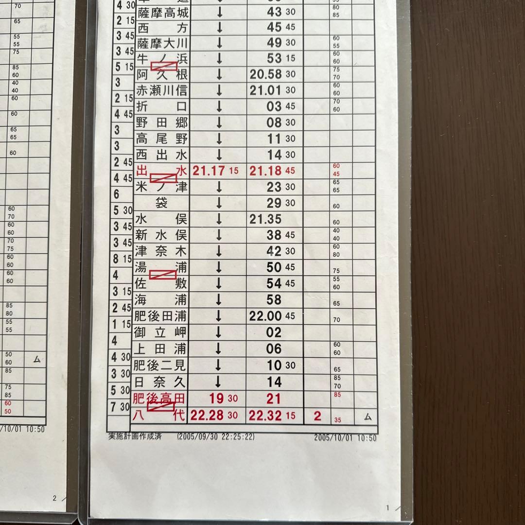 JR貨物.門司機関区鹿児島派出運転士時刻表2行路分セット - メルカリ
