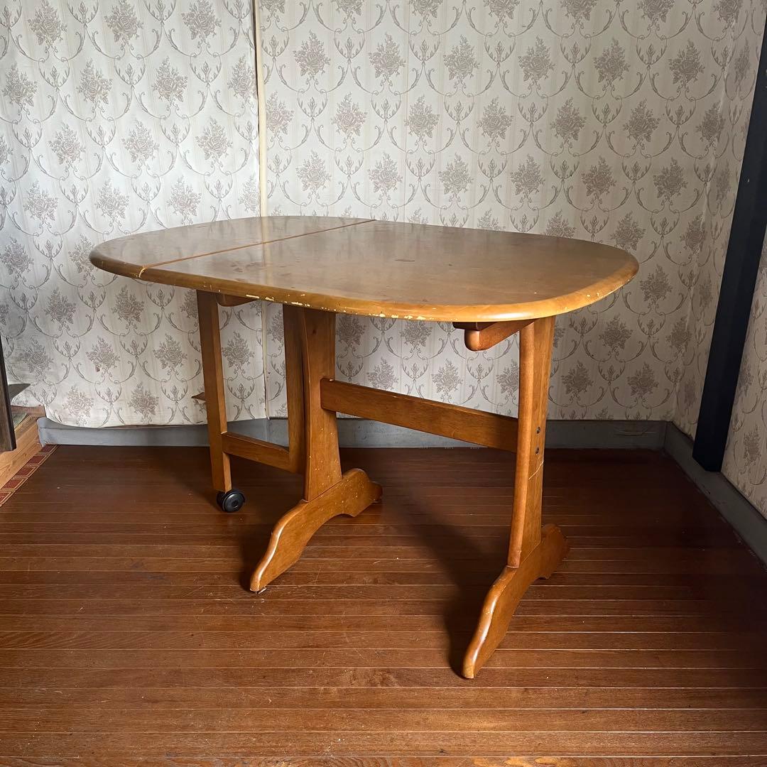 【アンティーク】北欧レトロ 木製 バタフライテーブル ドロップリーフテーブル 机 アーコール / ERCOL ドロップリーフ 伸長式 ダイニングテーブル